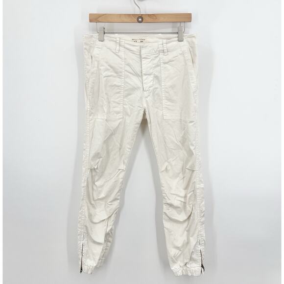 Nili Lotan French Military Pants 8 Cropped Cargos Cotton Darted Ivory Classic - Picture 1 of 7